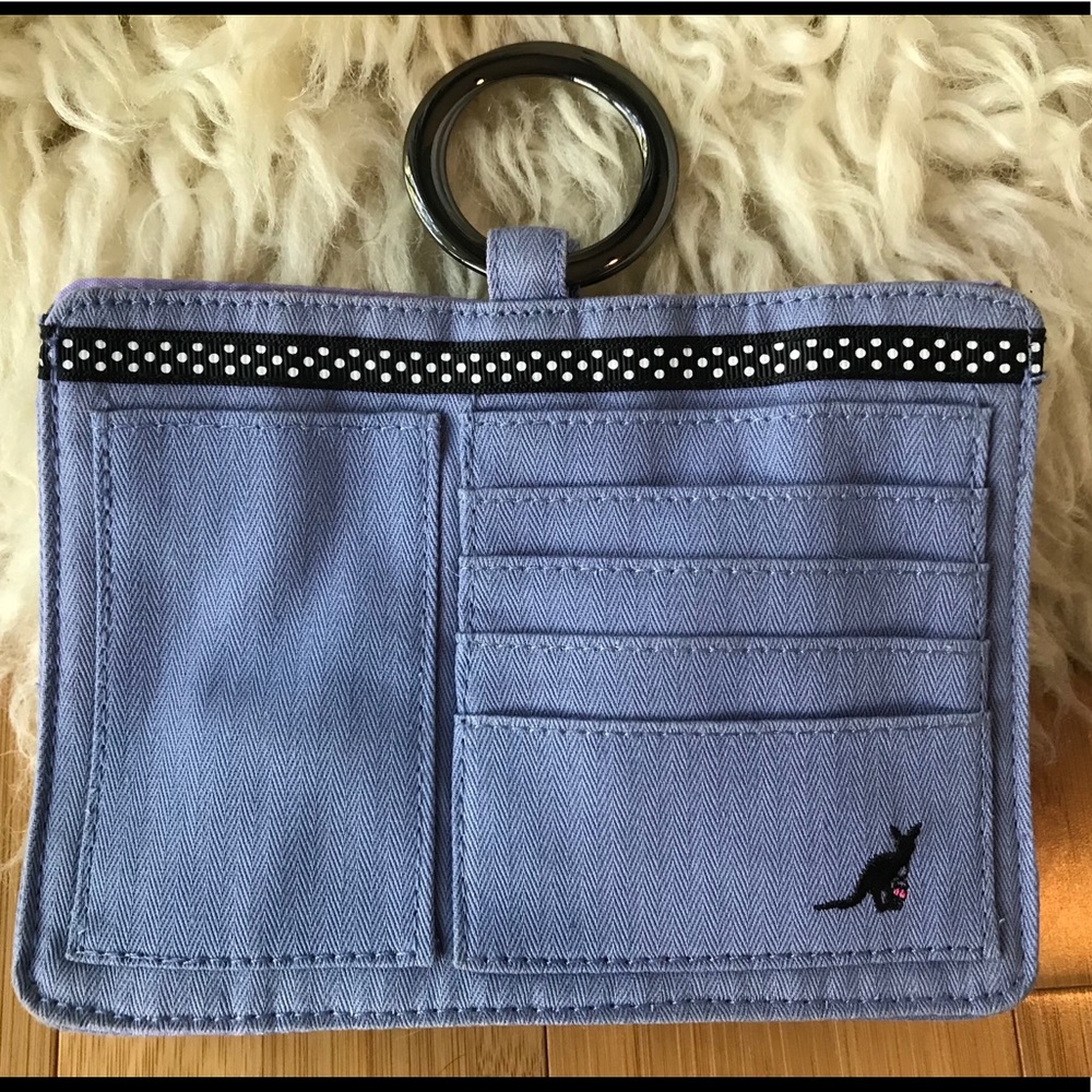 Cute blue canvas Pouchee purse organizer